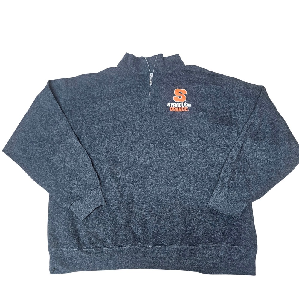 Jerzees Syracuse Orange Mens XL Quarter Zip Sweatshirt Charcoal Heather NuBlend